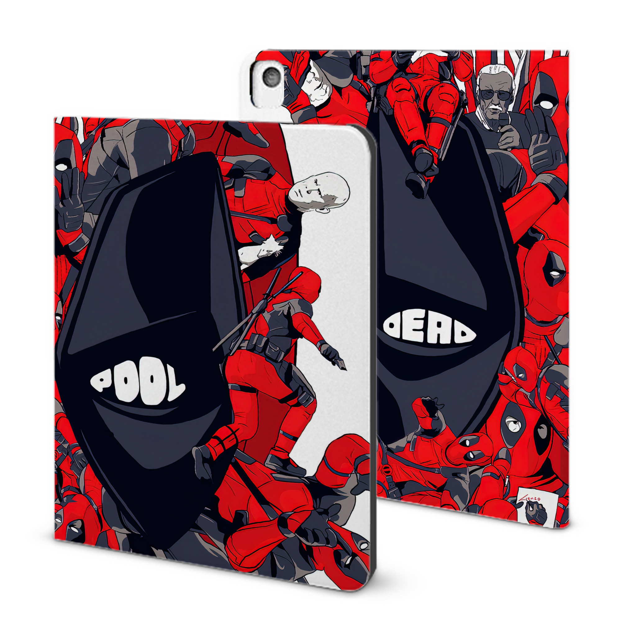 （画像用） Deadpool デッドプール IPadケース ペンホルダー付き ブックスタイルデザイン